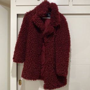 Zara Maroon Teddy Coat